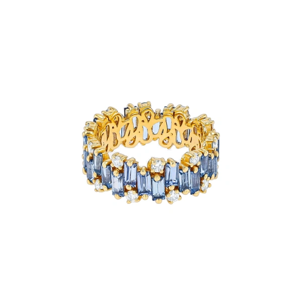 Shimmer Audrey Eternity Band in 18K Yellow Gold, Light Blue Sapphire