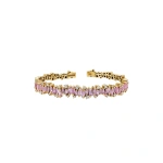 Suzanne Kalan Shimmer Audrey Pink Sapphire Bangle in 18K Yellow Gold | Fine Bracelets | Coveti