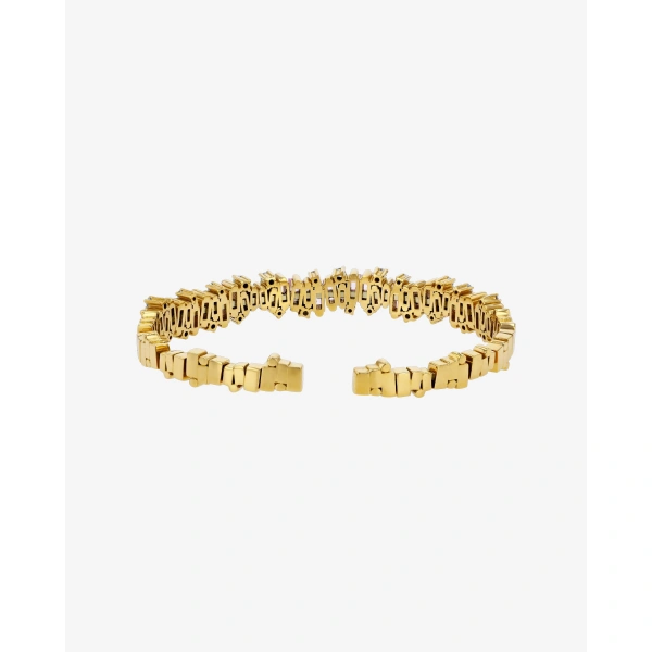 Suzanne Kalan Shimmer Audrey Pink Sapphire Bangle in 18K Yellow Gold | Fine Bracelets | Coveti