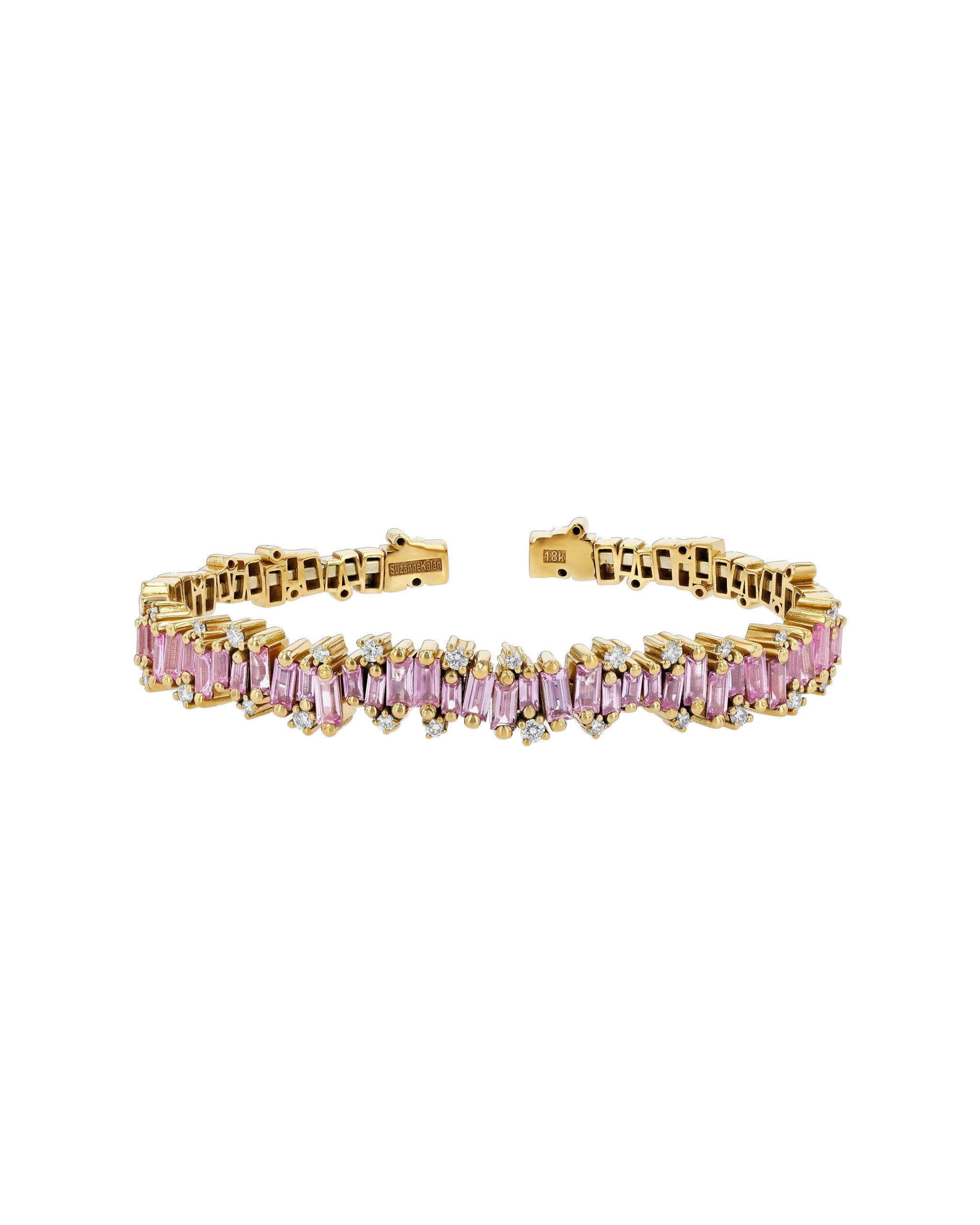 Suzanne Kalan Shimmer Audrey Pink Sapphire Bangle in 18K Yellow Gold Suzanne Kalan Shimmer Audrey Pink Sapphire Bangle in 18K Yellow Gold | Fine Bracelets | Coveti