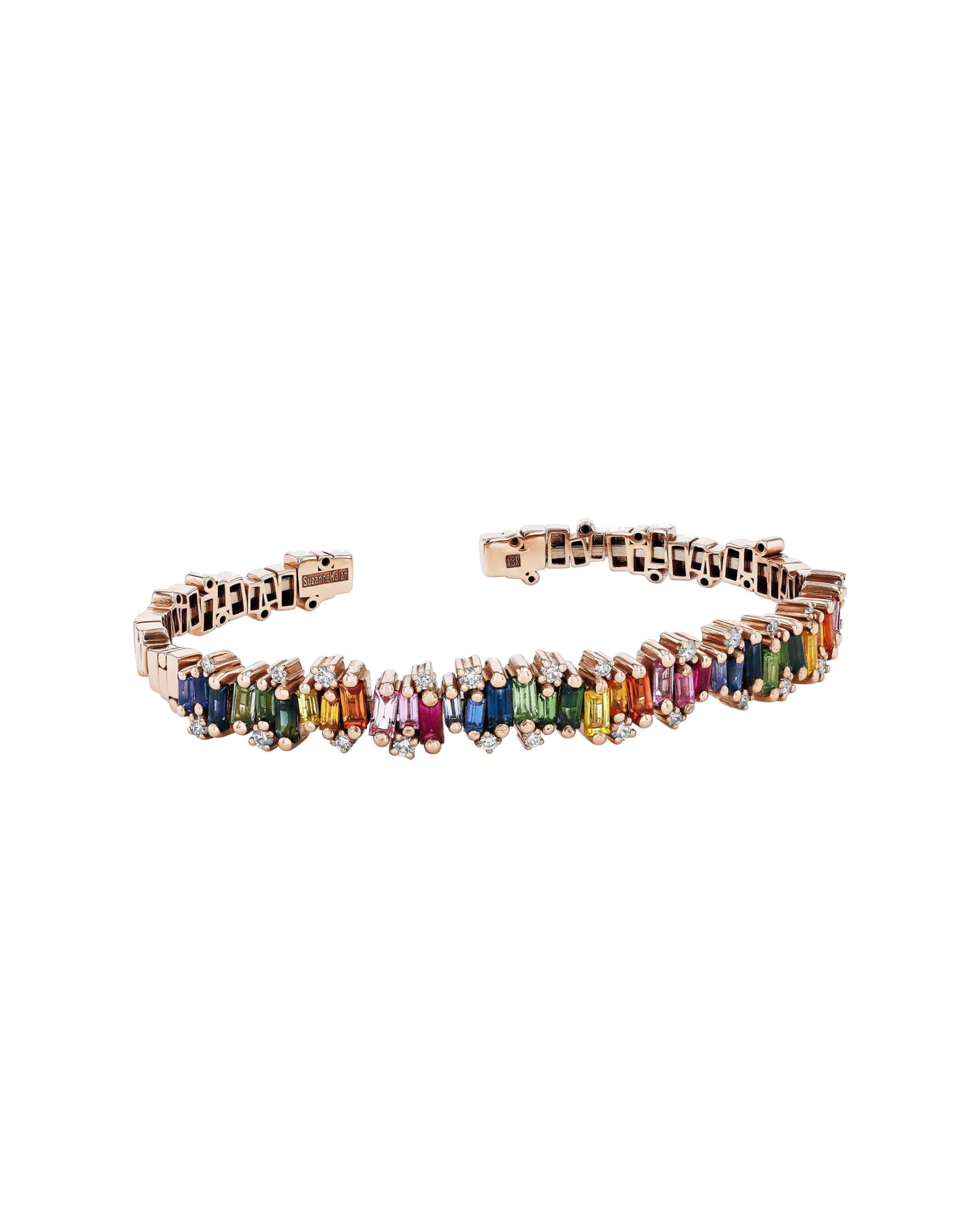 Suzanne Kalan Shimmer Audrey Rainbow Sapphire Bangle in 18K Rose Gold Suzanne Kalan Shimmer Audrey Rainbow Sapphire Bangle in 18K Rose Gold | Fine Bracelets | Coveti
