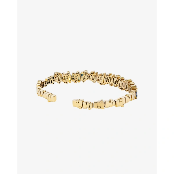 Suzanne Kalan Shimmer Audrey Rainbow Sapphire Bangle in 18K Yellow Gold | Fine Bracelets | Coveti
