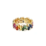 Suzanne Kalan Shimmer Audrey Rainbow Sapphire Eternity Band in 18K Yellow Gold | Fine Rings | Coveti
