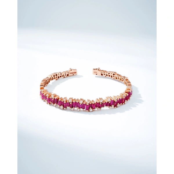 Suzanne Kalan Shimmer Audrey Ruby Bangle in 18K Rose Gold | Fine Bracelets | Coveti