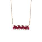 Suzanne Kalan Shimmer Bar Pendant in 18K Rose Gold, Ruby | Fine Necklaces | Coveti
