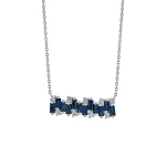 Suzanne Kalan Shimmer Bar Pendant in 18K White Gold, Dark Blue Sapphire | Fine Necklaces | Coveti