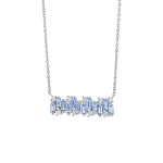 Suzanne Kalan Shimmer Bar Pendant in 18K White Gold, Light Blue Sapphire | Fine Necklaces | Coveti