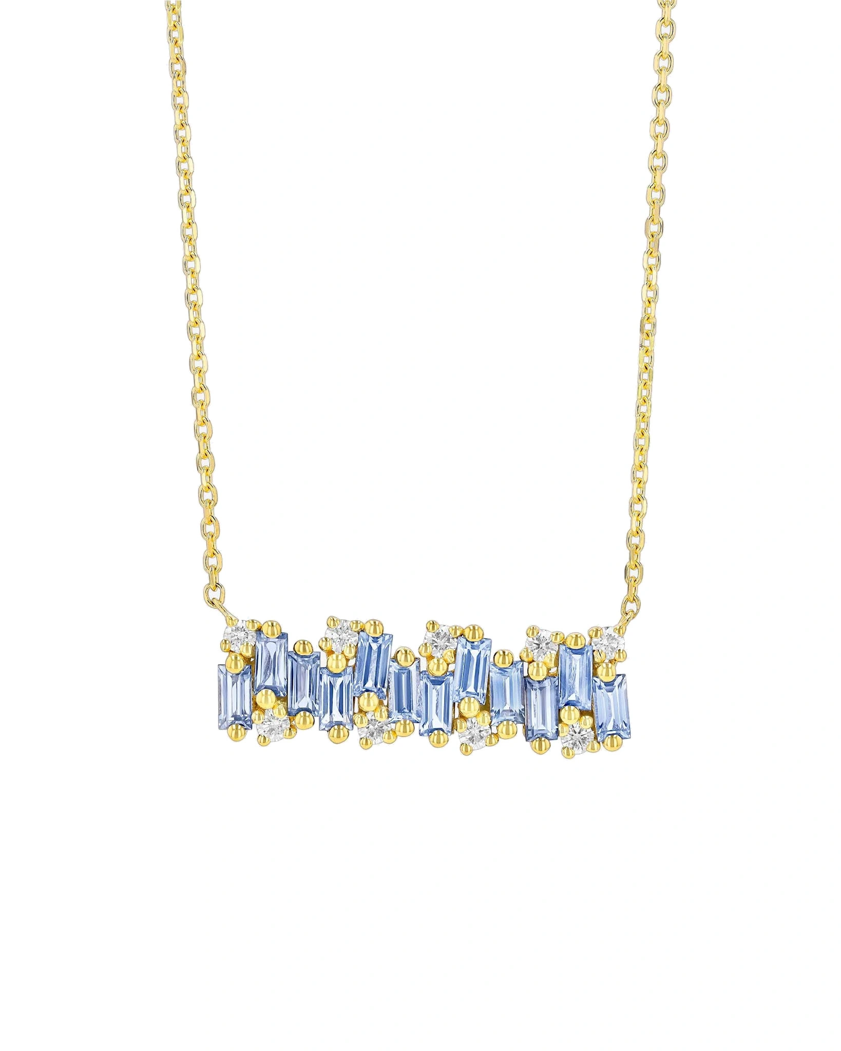 Suzanne Kalan Shimmer Bar Pendant in 18K Yellow Gold, Light Blue Sapphire Suzanne Kalan Shimmer Bar Pendant in 18K Yellow Gold, Light Blue Sapphire | Fine Necklaces | Coveti