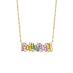 Suzanne Kalan Shimmer Bar Pendant in 18K Yellow Gold, Pastel Sapphire | Fine Necklaces | Coveti