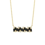 Suzanne Kalan Shimmer Black Sapphire Bar Pendant in 18K Yellow Gold | Fine Necklaces | Coveti