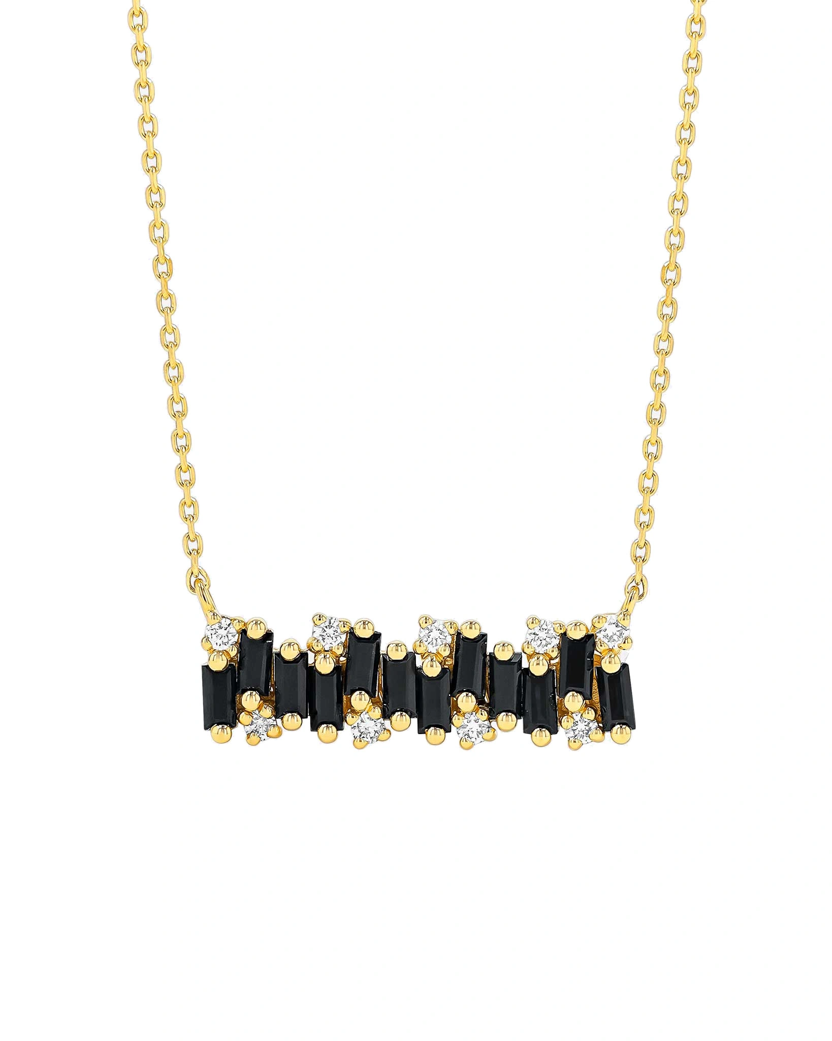 Suzanne Kalan Shimmer Black Sapphire Bar Pendant in 18K Yellow Gold Suzanne Kalan Shimmer Black Sapphire Bar Pendant in 18K Yellow Gold | Fine Necklaces | Coveti