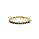 Suzanne Kalan Shimmer Black Sapphire Tennis Bracelet in 18K Yellow Gold | Fine Bracelets | Coveti