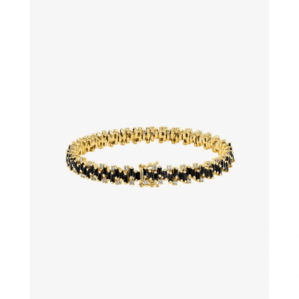 Suzanne Kalan Shimmer Black Sapphire Tennis Bracelet in 18K Yellow Gold | Fine Bracelets | Coveti