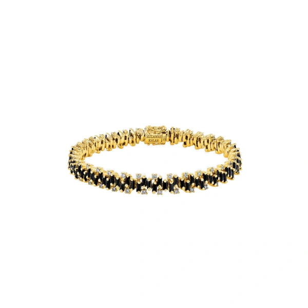 Suzanne Kalan Shimmer Black Sapphire Tennis Bracelet in 18K Yellow Gold | Fine Bracelets | Coveti
