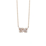 Suzanne Kalan Shimmer Diamond Mini Bar Pendant in 18K Rose Gold | Fine Necklaces | Coveti
