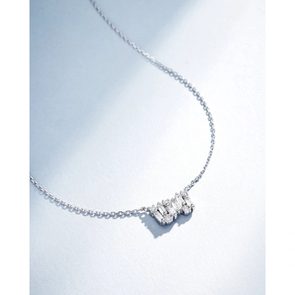 Suzanne Kalan Shimmer Diamond Mini Bar Pendant in 18K White Gold | Fine Necklaces | Coveti