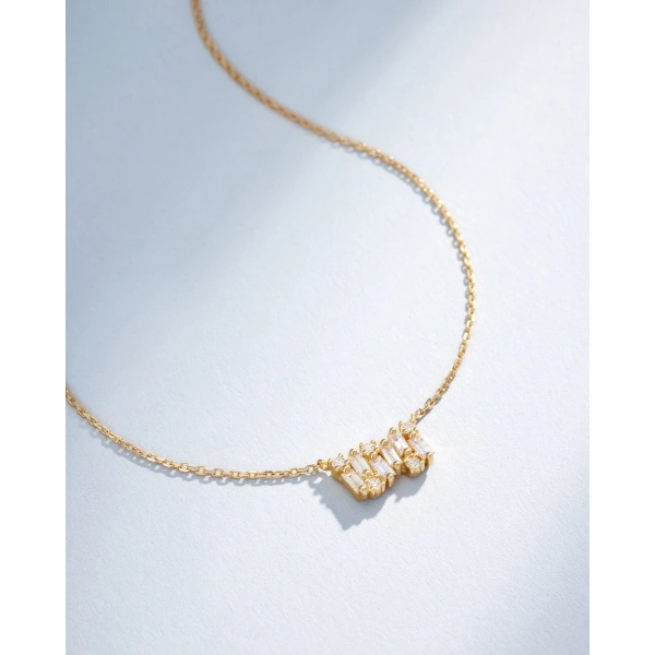 Suzanne Kalan Shimmer Diamond Mini Bar Pendant in 18K Yellow Gold | Fine Necklaces | Coveti
