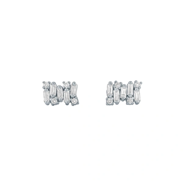 Shimmer Diamond Studs in 18K White Gold