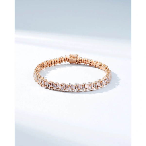 Suzanne Kalan Shimmer Diamond Tennis Bracelet in 18K Rose Gold | Fine Bracelets | Coveti