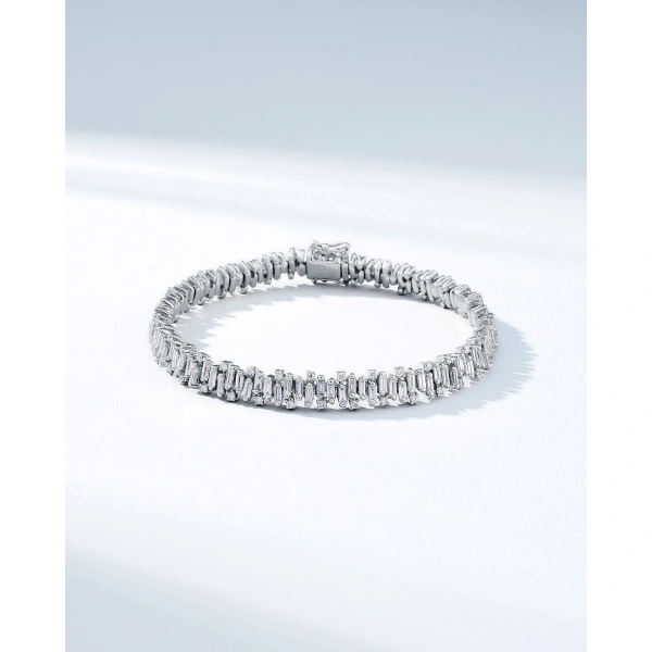 Suzanne Kalan Shimmer Diamond Tennis Bracelet in 18K White Gold | Fine Bracelets | Coveti