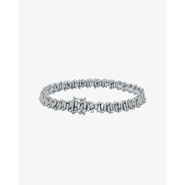 Suzanne Kalan Shimmer Diamond Tennis Bracelet in 18K White Gold | Fine Bracelets | Coveti