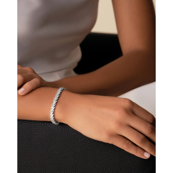 Suzanne Kalan Shimmer Diamond Tennis Bracelet in 18K White Gold | Fine Bracelets | Coveti