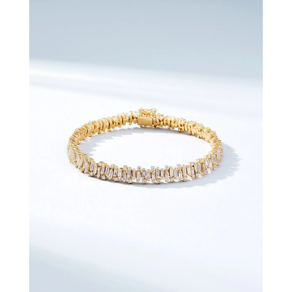 Suzanne Kalan Shimmer Diamond Tennis Bracelet in 18K Yellow Gold | Fine Bracelets | Coveti
