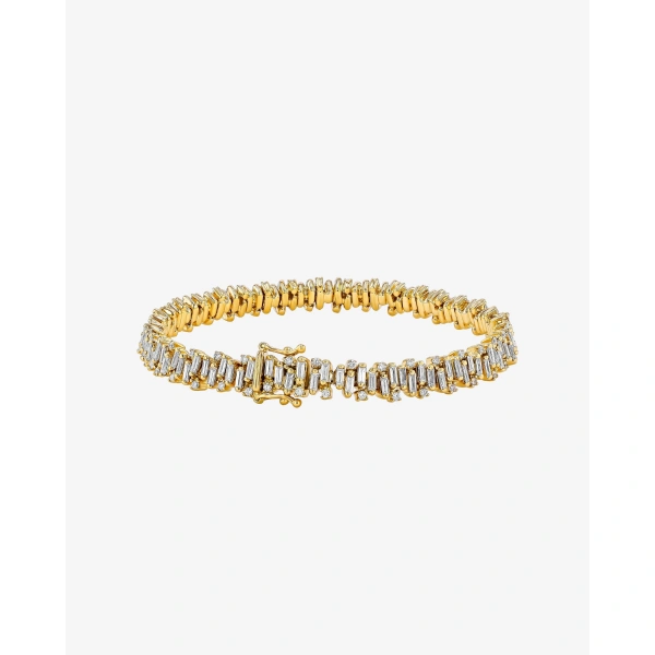 Suzanne Kalan Shimmer Diamond Tennis Bracelet in 18K Yellow Gold | Fine Bracelets | Coveti