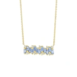 Suzanne Kalan Shimmer Light Blue Sapphire Bar Pendant in 18K Yellow Gold | Fine Necklaces | Coveti
