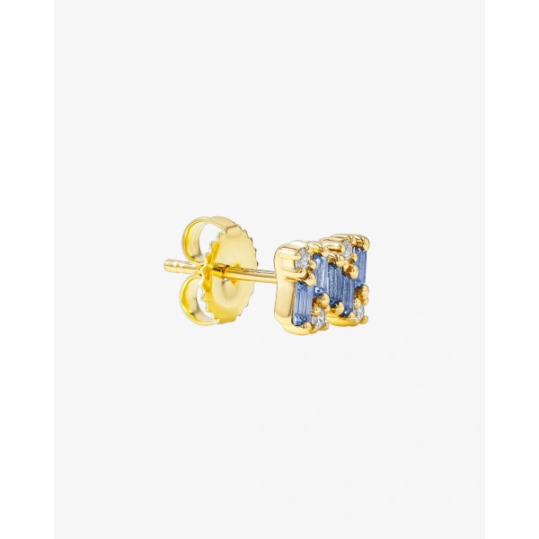 Suzanne Kalan Shimmer Light Blue Sapphire Studs in 18K Yellow Gold | Fine Earrings | Coveti