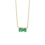 Suzanne Kalan Shimmer Mini Bar Pendant in 18K Yellow Gold, Emerald | Fine Necklaces | Coveti
