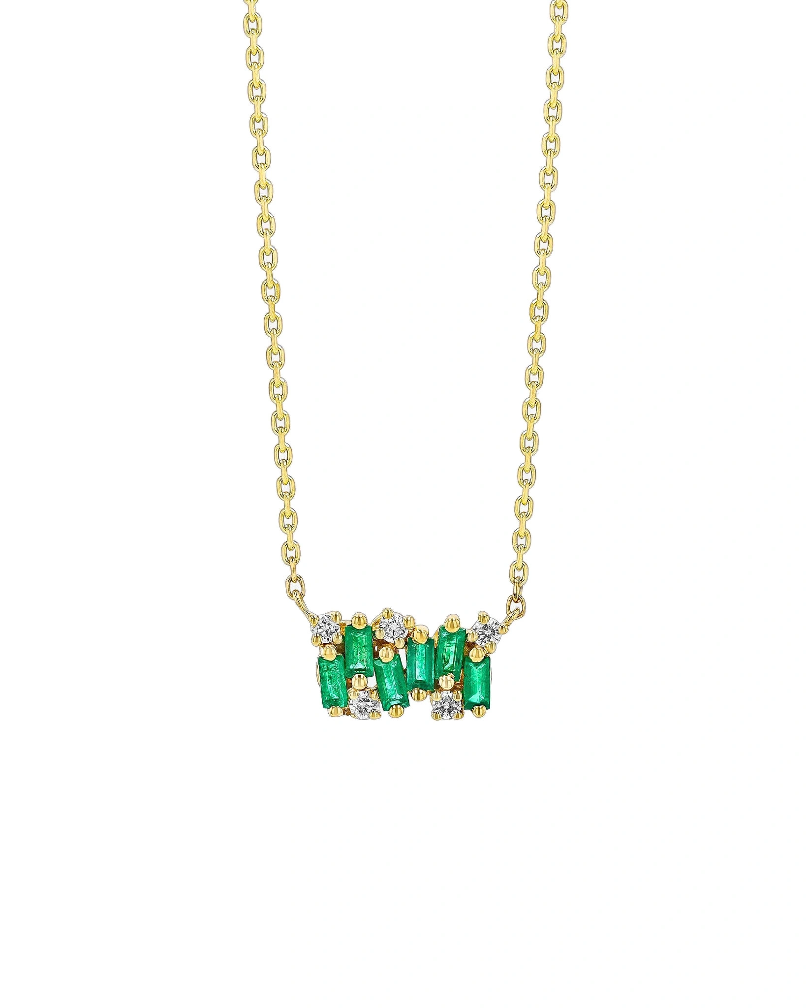 Suzanne Kalan Shimmer Mini Bar Pendant in 18K Yellow Gold, Emerald Suzanne Kalan Shimmer Mini Bar Pendant in 18K Yellow Gold, Emerald | Fine Necklaces | Coveti