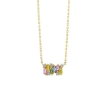 Suzanne Kalan Shimmer Mini Bar Pendant in 18K Yellow Gold, Pastel Sapphire | Fine Necklaces | Coveti