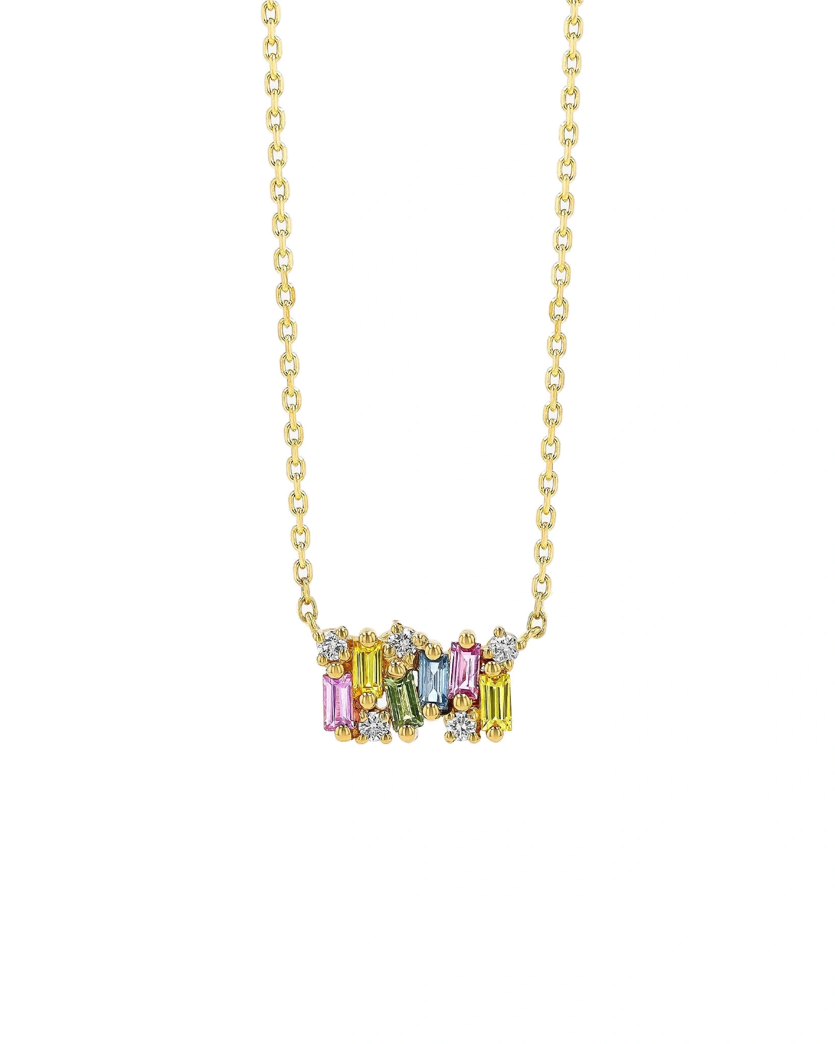 Suzanne Kalan Shimmer Mini Bar Pendant in 18K Yellow Gold, Pastel Sapphire Suzanne Kalan Shimmer Mini Bar Pendant in 18K Yellow Gold, Pastel Sapphire | Fine Necklaces | Coveti