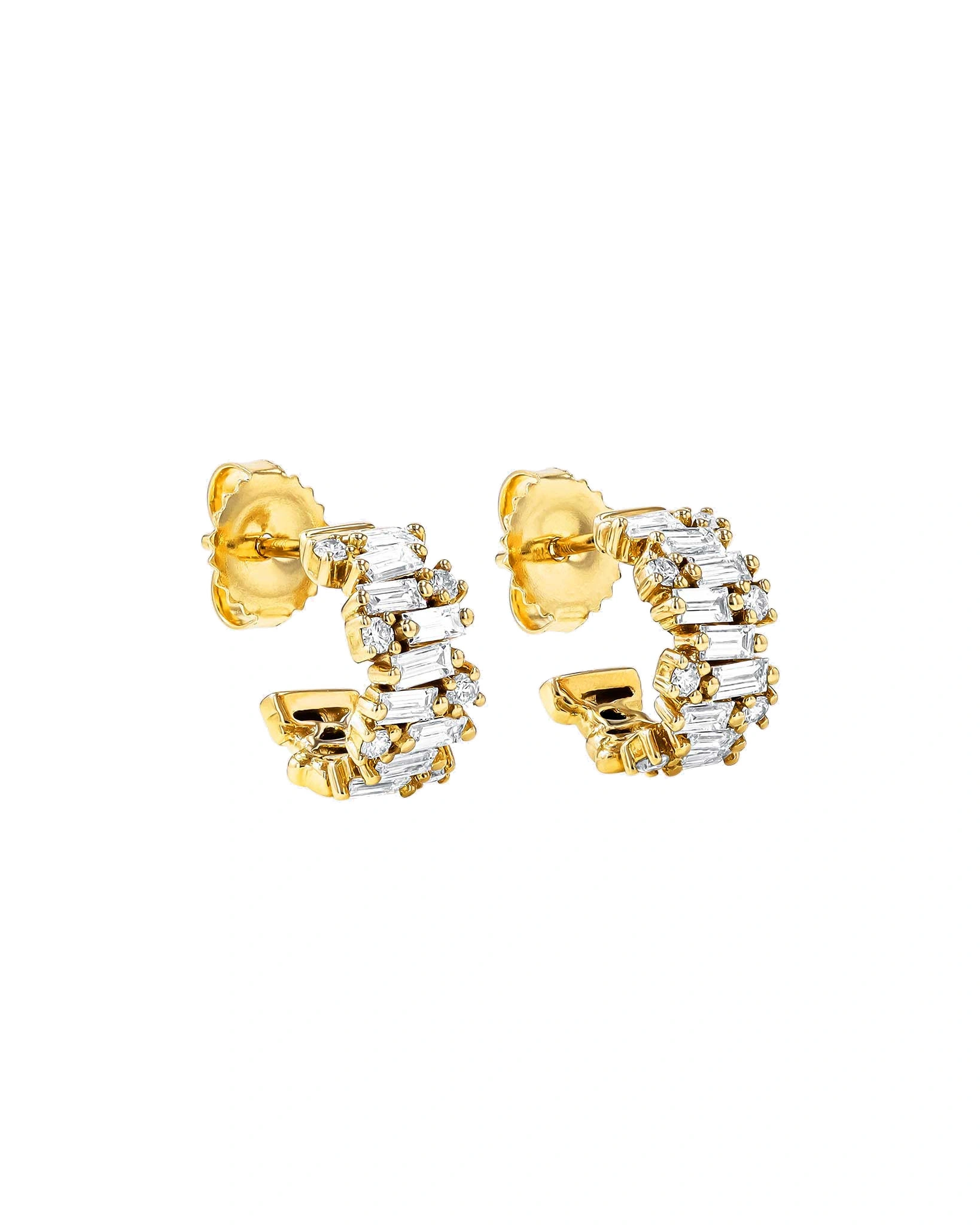 Suzanne Kalan Shimmer Mini Hoops in 18K Yellow Gold Suzanne Kalan Shimmer Mini Hoops in 18K Yellow Gold | Fine Earrings | Coveti