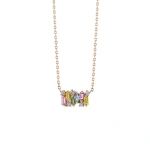 Suzanne Kalan Shimmer Pastel Sapphire Mini Bar Pendant in 18K Rose Gold | Fine Necklaces | Coveti