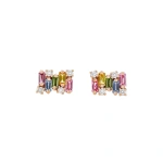 Suzanne Kalan Shimmer Pastel Sapphire Studs in 18K Rose Gold | Fine Earrings | Coveti