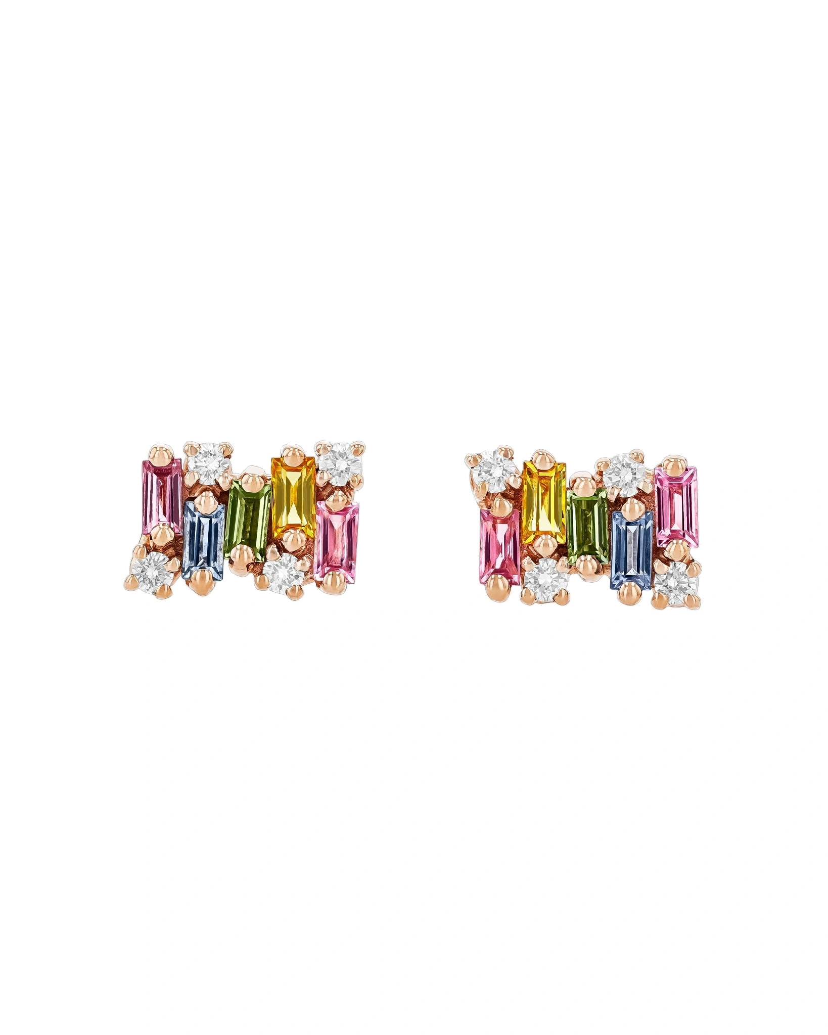 Suzanne Kalan Shimmer Pastel Sapphire Studs in 18K Rose Gold Suzanne Kalan Shimmer Pastel Sapphire Studs in 18K Rose Gold | Fine Earrings | Coveti