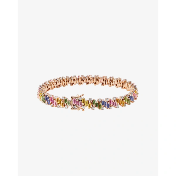 Suzanne Kalan Shimmer Pastel Sapphire Tennis Bracelet in 18K Rose Gold | Fine Bracelets | Coveti