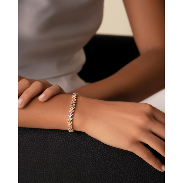 Suzanne Kalan Shimmer Pastel Sapphire Tennis Bracelet in 18K Rose Gold | Fine Bracelets | Coveti