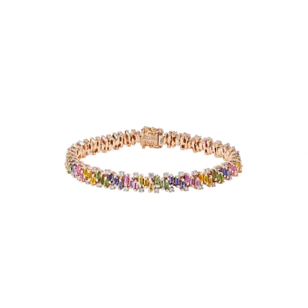 Suzanne Kalan Shimmer Pastel Sapphire Tennis Bracelet in 18K Rose Gold | Fine Bracelets | Coveti