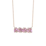 Suzanne Kalan Shimmer Pink Sapphire Bar Pendant in 18K Rose Gold | Fine Necklaces | Coveti