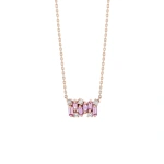 Suzanne Kalan Shimmer Pink Sapphire Mini Bar Pendant in 18K Rose Gold | Fine Necklaces | Coveti