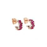 Suzanne Kalan Shimmer Ruby Mini Hoops in 18K Rose Gold | Fine Earrings | Coveti