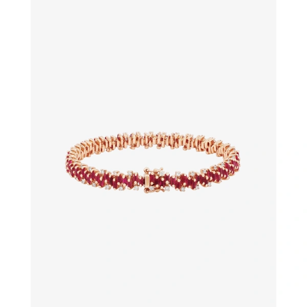 Suzanne Kalan Shimmer Ruby Tennis Bracelet in 18K Rose Gold | Fine Bracelets | Coveti