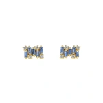 Suzanne Kalan Shimmer Studs in 18K Yellow Gold, Light Blue Sapphire | Fine Earrings | Coveti