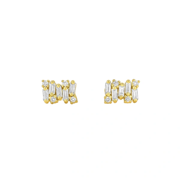 Suzanne Kalan Shimmer Studs in 18K Yellow Gold | Fine Earrings | Coveti