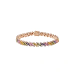Suzanne Kalan Shimmer Tennis Bracelet in 18K Rose Gold, Pastel Sapphire | Fine Bracelets | Coveti