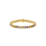 Suzanne Kalan Shimmer Tennis Bracelet in 18K Yellow Gold, Pastel Sapphire | Fine Bracelets | Coveti