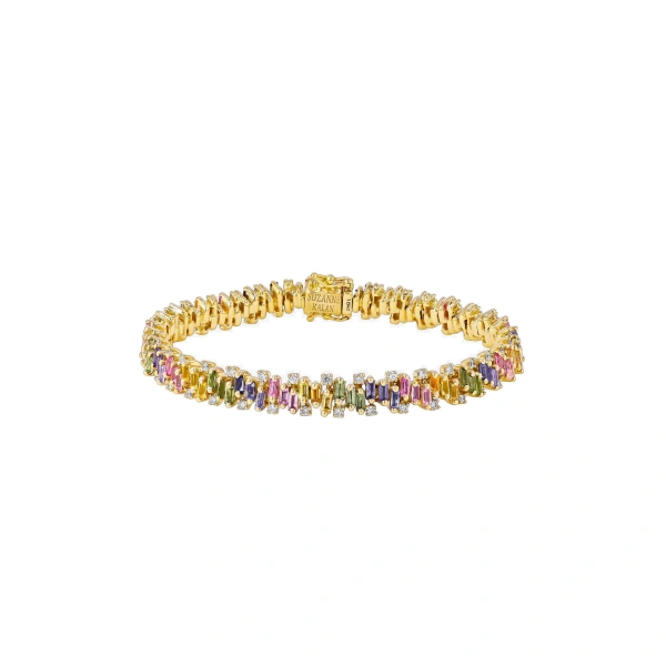 Suzanne Kalan Shimmer Tennis Bracelet in 18K Yellow Gold, Pastel Sapphire | Fine Bracelets | Coveti